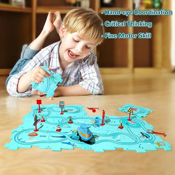 Rail Car Puzzle Track Playset