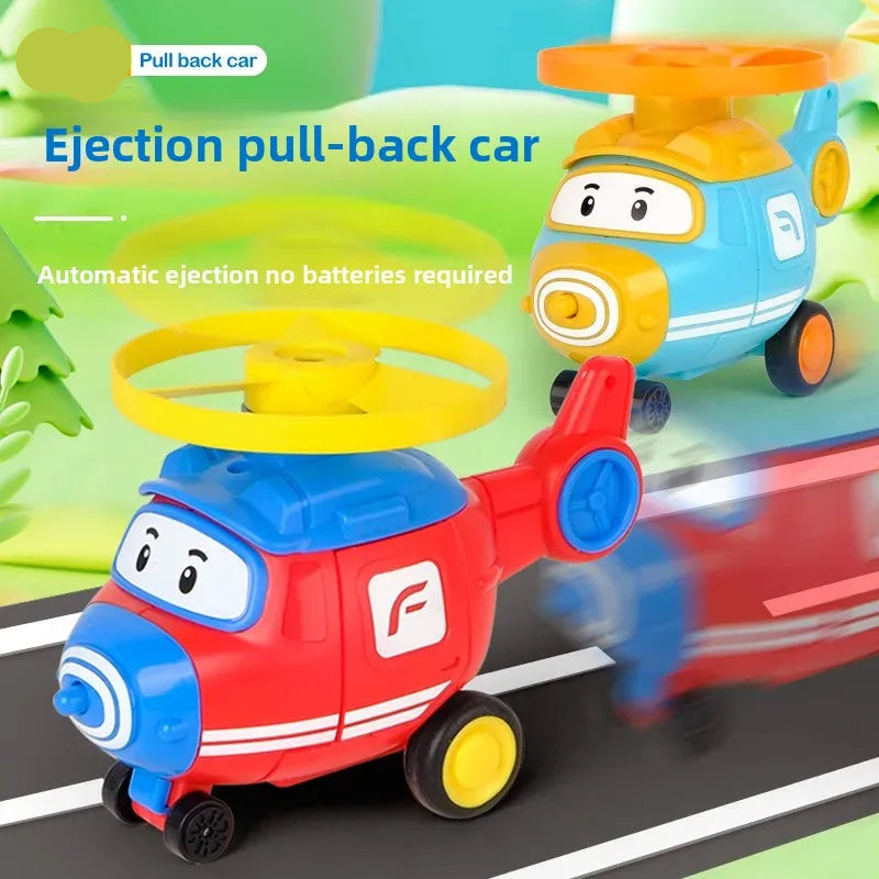 Pull Back Helicopter Toy with Flying Saucer