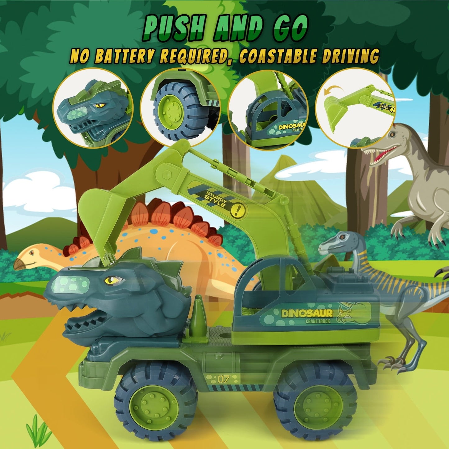 Musical Kids Dinosaur Crane Toy