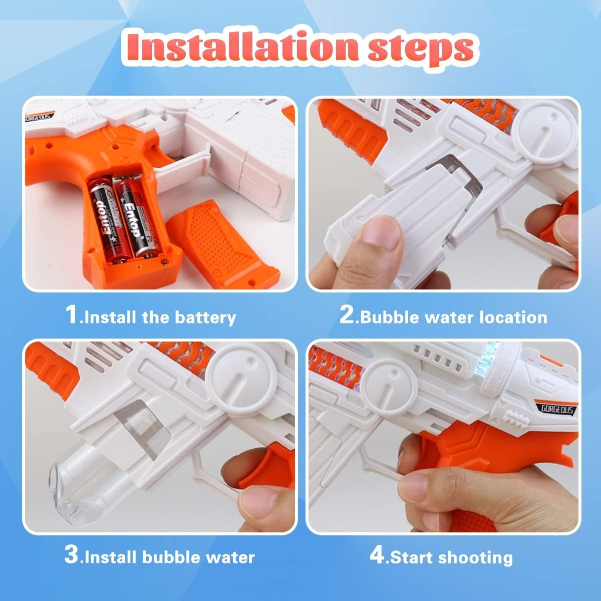 Automatic Bubble Machine Gun with sound & Light