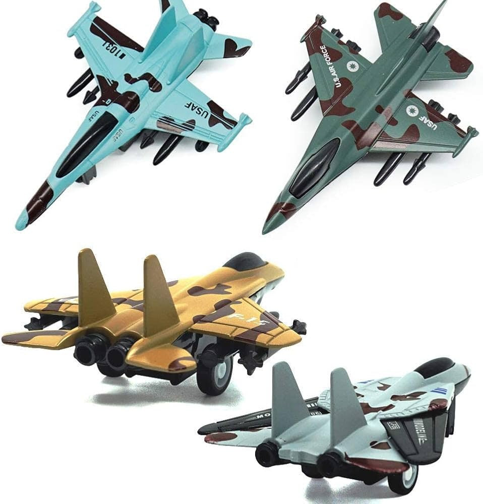 Pack of 4 - Metal Fighter Jet Toy