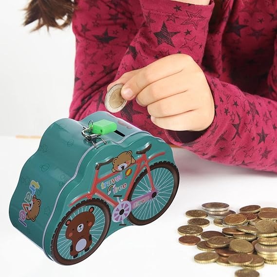 Cycle Shape Metal Coin Box