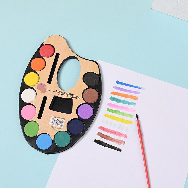 12-Color Water Paint Set with Brush