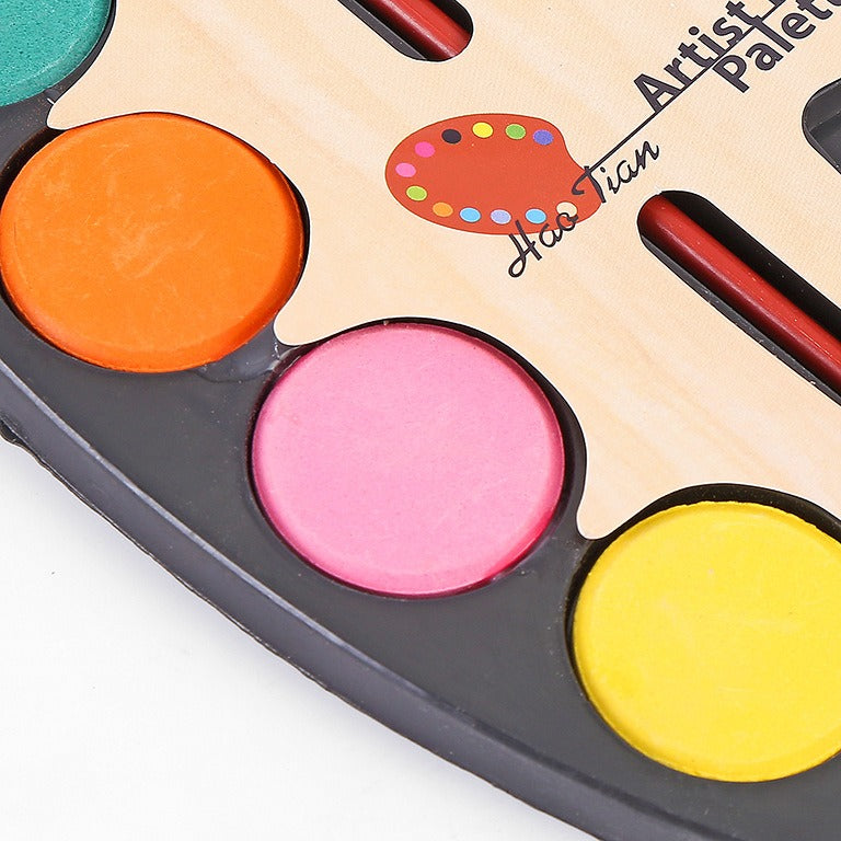 12-Color Water Paint Set with Brush