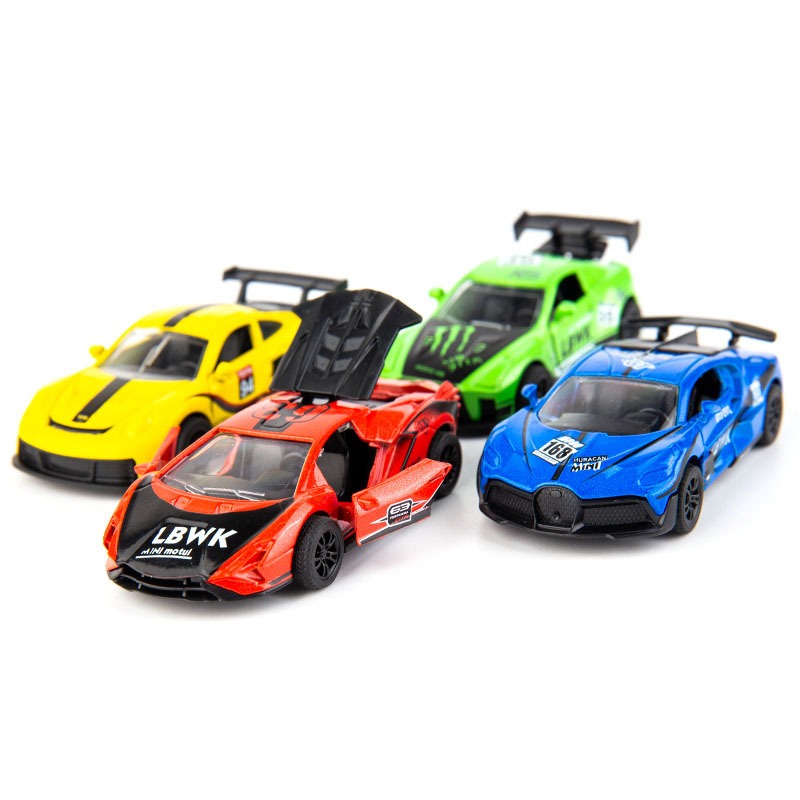 Pack Of 4 - Pull-Back Metal Car