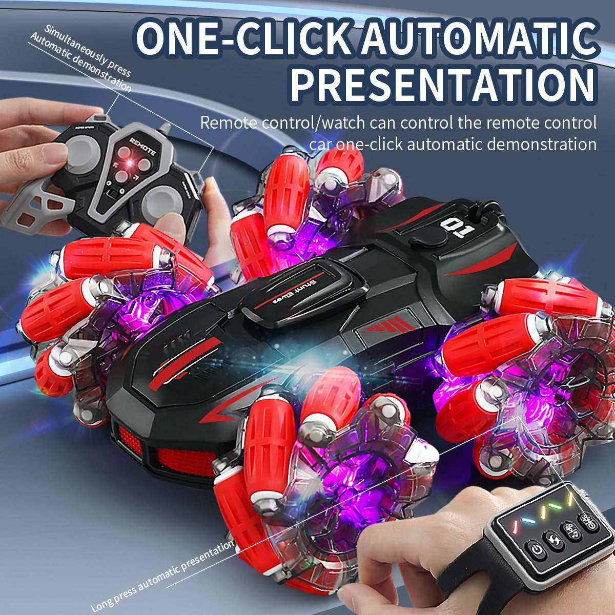 Rechargeable Remote Control & Watch Control Spray Stunt Car