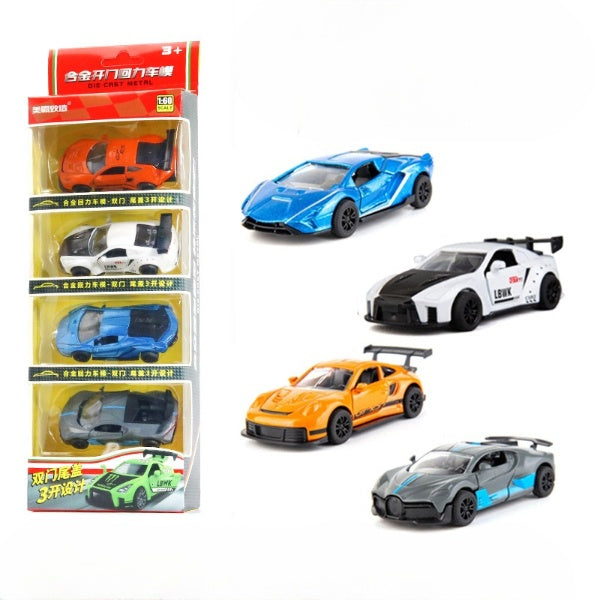 Pack Of 4 - Pull-Back Metal Car