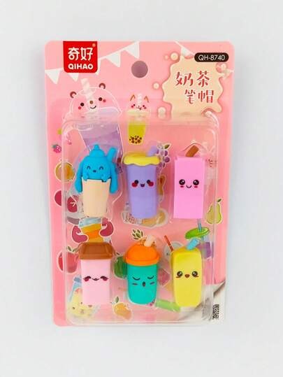 Pack Of 6 - Cute Bottle Shape Pencil Eraser