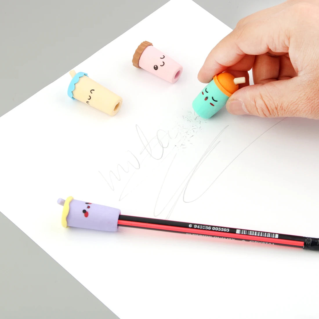 Pack Of 6 - Cute Bottle Shape Pencil Eraser