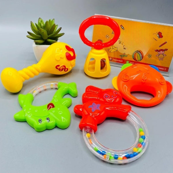 Pack of 5 - Plastic Baby Rattle Set