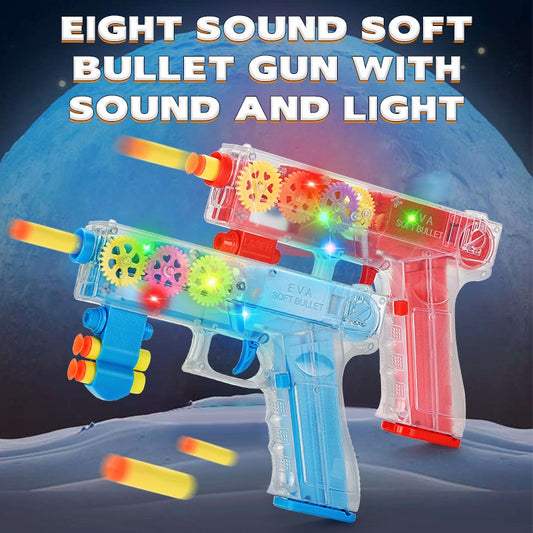 Transparent Gear Musical Shooting Gun Toy