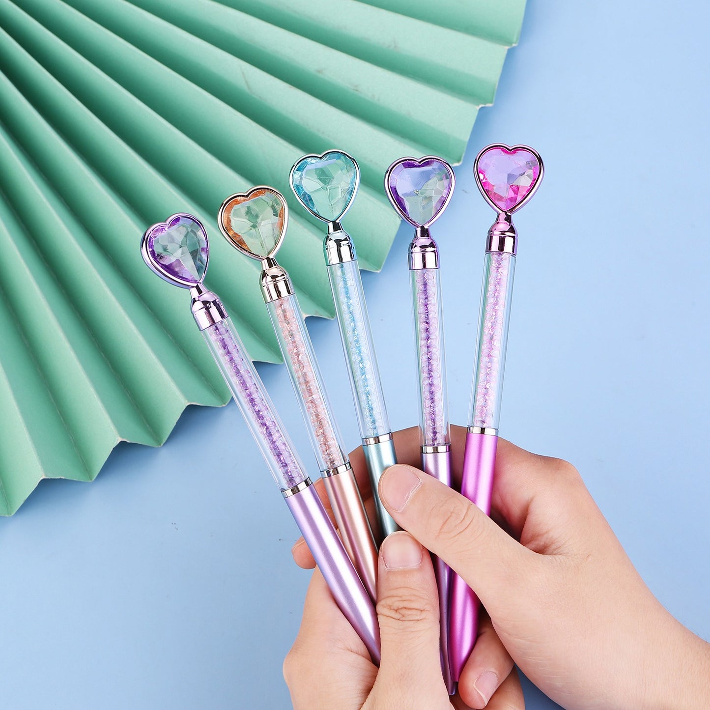 Fine Writing Diamond Heart Shape Rolling Ball Pen