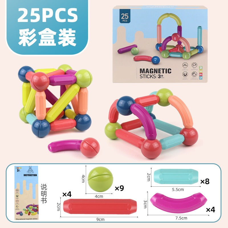 25Pcs Magnetic Building Blocks Stick Toy