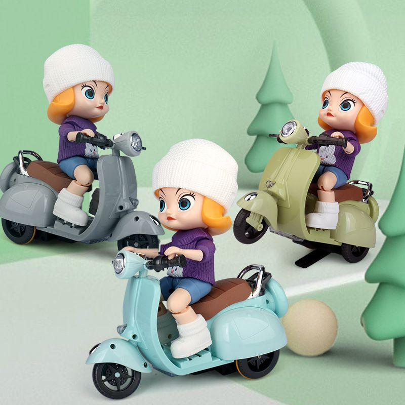 360° Rotating Light & Music Electric Scooter Doll