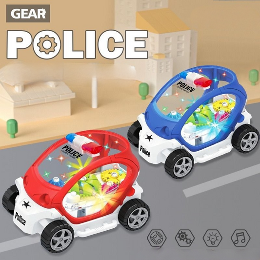 Transparent Gear Musical Police Car Toy
