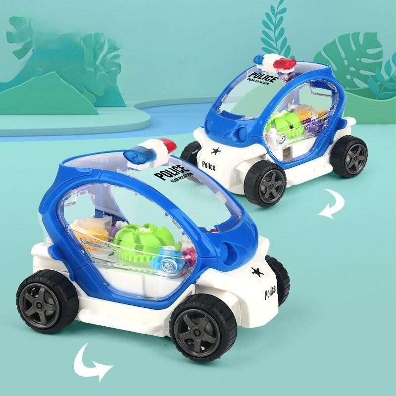 Transparent Gear Musical Police Car Toy