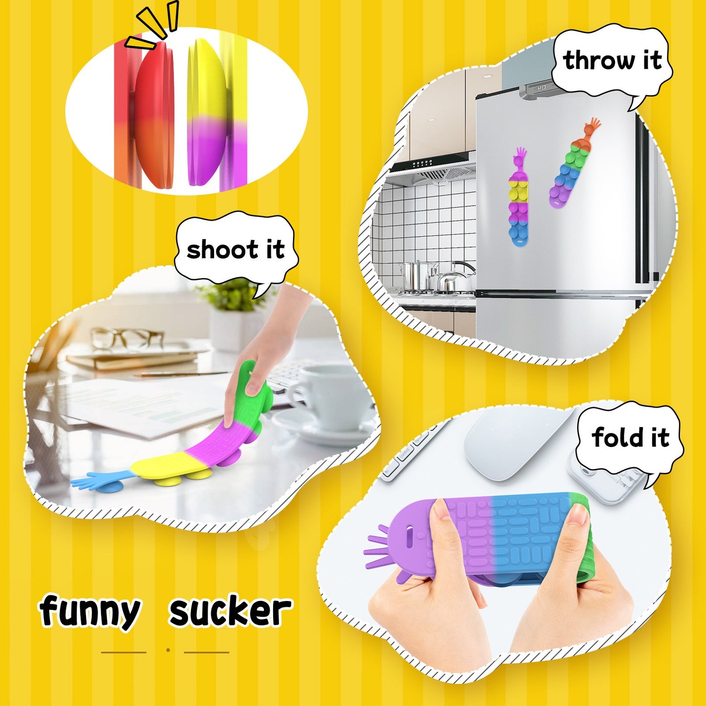 Pack of 2 - Stress-relief Squidopop Fidget Toy