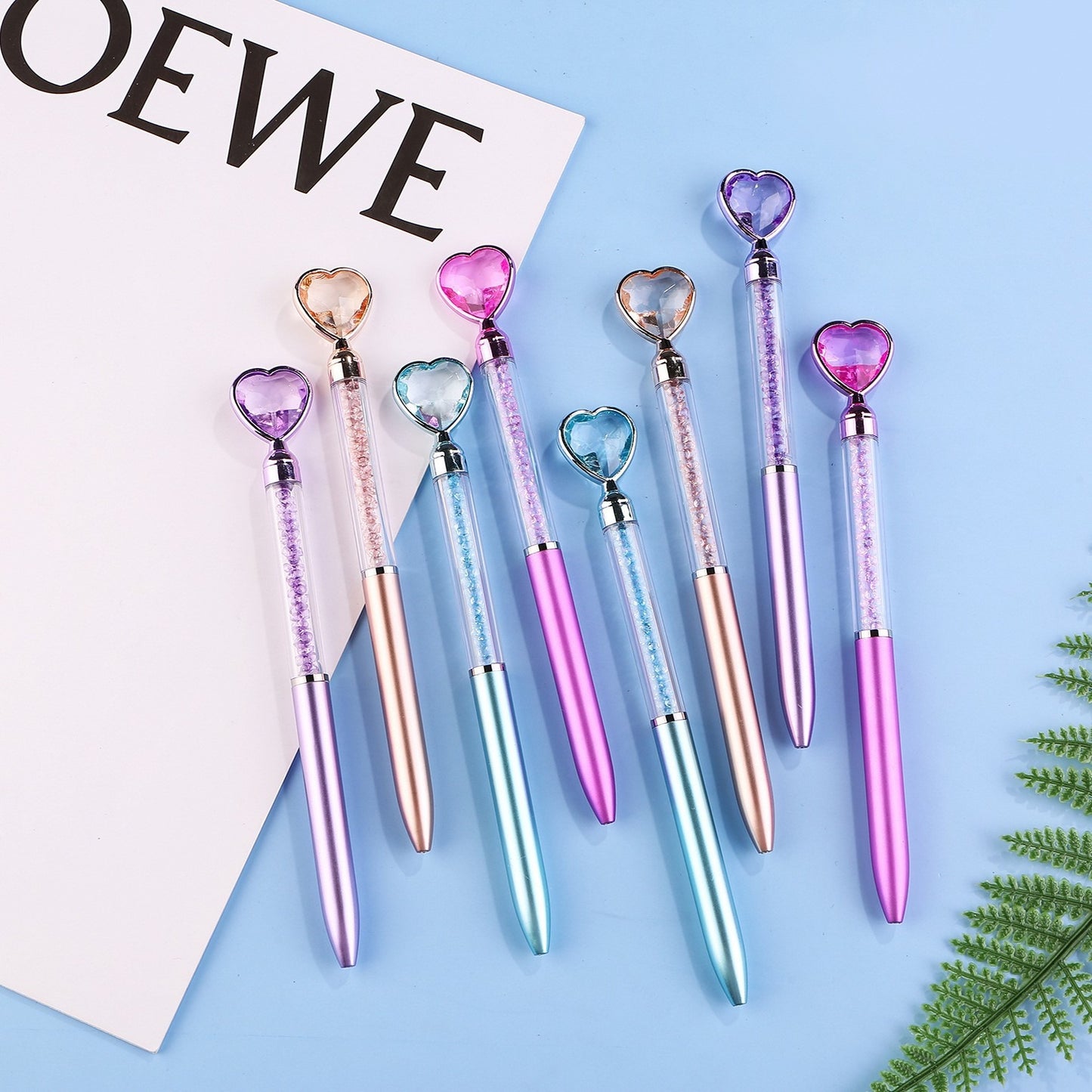 Fine Writing Diamond Heart Shape Rolling Ball Pen