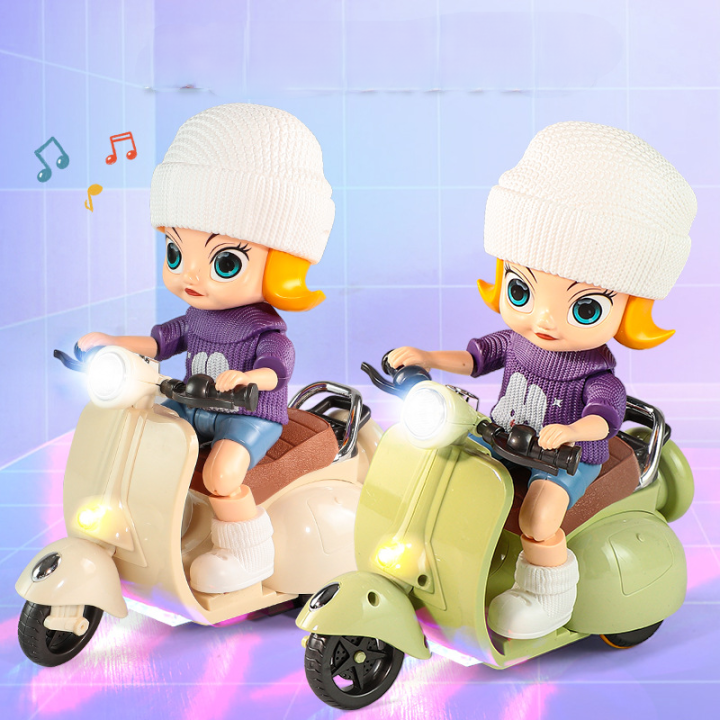 360° Rotating Light & Music Electric Scooter Doll