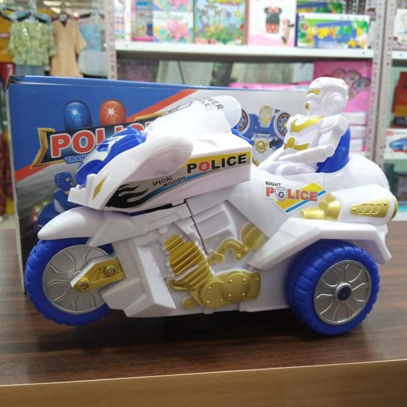 Police Transpower Motorcycle & Robot Toy