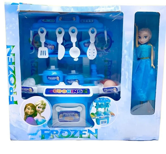 Kids Kitchen Cooking Toy Set with Cute Doll