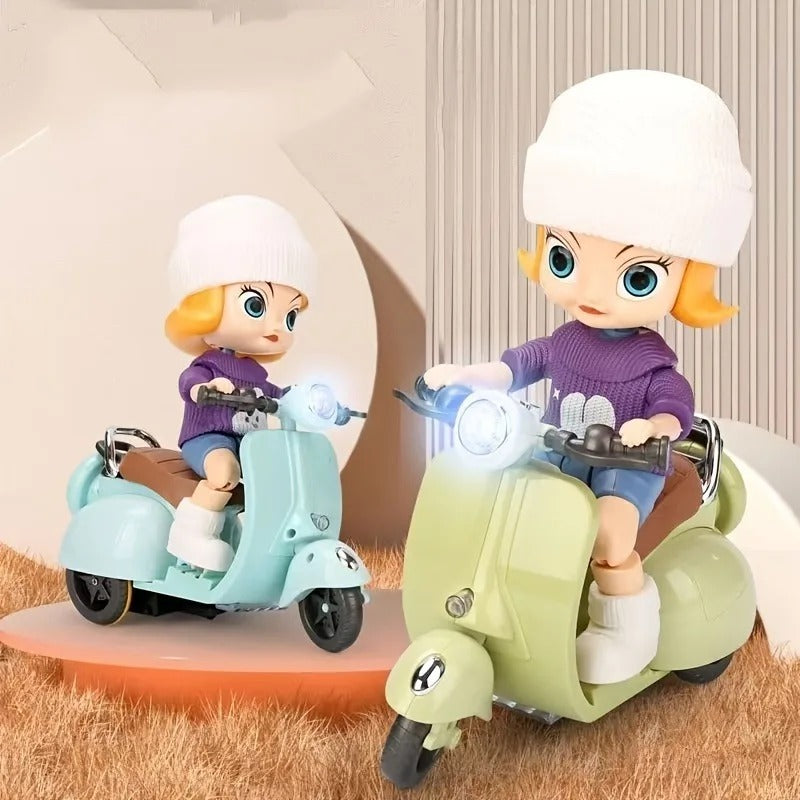 360° Rotating Light & Music Electric Scooter Doll