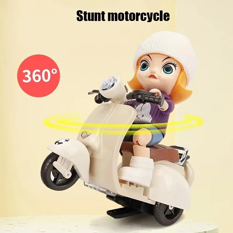 360° Rotating Light & Music Electric Scooter Doll